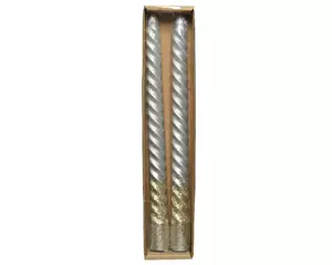 Decoris Zilveren spiraal dinerkaars 25cm