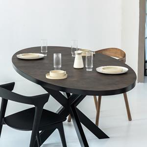 STALUX Ovale eettafel Mees zwart / lederlook bruin - Ovaal