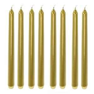 8x Lange Kaarsen Goud 25 Cm - Dinerkaarsen