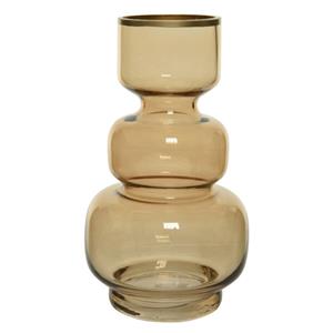 Decoris Bloemen Vaas Amber Transparant/goud Van Glas 25 Cm Hoog Diameter 15 Cm - Vazen