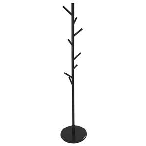 QUVIO Staande kapstok hout - 165 cm hoog - 8 ophanghaken - Zwart