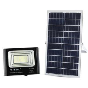 VT-100W Solar-Flutlicht mit Solarpanel - 2450 Lm - 6000K - Schwarz - V-tac
