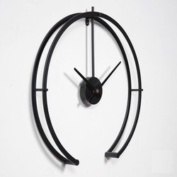 Lw Collection Wandklok Denzel Zwart 82cm - Wandklok modern - Stil uurwerk - industriële wandklok
