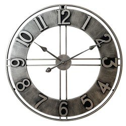 LW Collection LW Collection Wandklok Becka grijs zilver 80cm - Wandklok modern - Stil uurwerk - Industriële wandklok