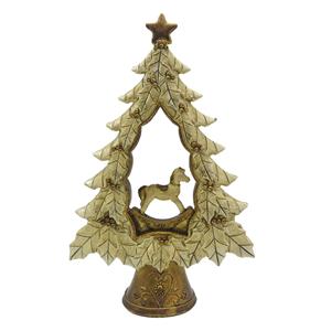 Clayre & Eef Beeld Kerstboom 20 Cm Goudkleurig Kunststof Kerstdecoratie Beeld Decoratie Decoratieve Accessoires
