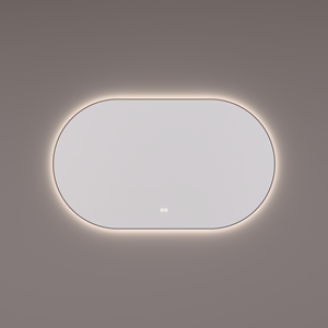 HIPP design 13700 ovale spiegel mat zwart 120x70cm met LED en spiegelverwarming