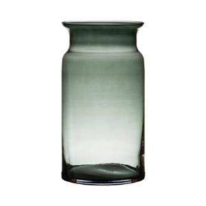 Hakbijl Glass Grijze/transparante Melkbus Vaas/vazen Van Glas 29 Cm - Vazen