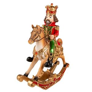 Clayre & Eef Beeld Notenkraker 39 Cm Bruin Rood Kunststof Kerstdecoratie Beeld Decoratie Decoratieve Accessoires