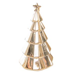 Clayre & Eef Beeld Kerstboom 20 Cm Goudkleurig Porselein Kerstdecoratie Beeld Decoratie Decoratieve Accessoires