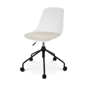 Nolon Nout bureaustoel wit met beige zitkussen - zwart onderstel