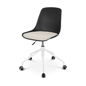 Nolon Nout bureaustoel zwart met beige zitkussen - wit onderstel