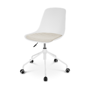 Nolon Nout bureaustoel wit met beige zitkussen - wit onderstel