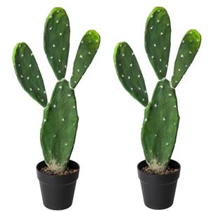 Atmosphera Set Van 2x Stuks  Cactus Kunstplanten In Kunststof Pot 60 Cm - Kunstplanten