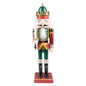 Clayre & Eef Beeld Notenkraker 30 Cm Groen Rood Kunststof Kerstdecoratie Beeld Decoratie Decoratieve Accessoires