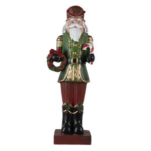 Clayre & Eef Beeld Notenkraker 17x10x47cm Groen Rood Kunststof Kerstdecoratie Beeld Decoratie Decoratieve Accessoires