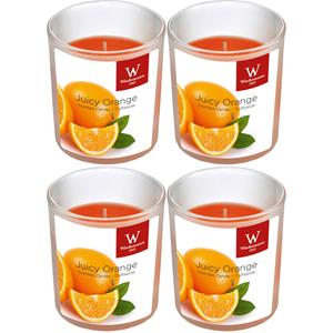 Trend Candles 4x Geurkaarsen sinaasappel in glazen houder 25 branduren -
