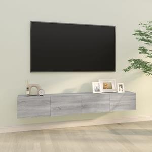 Tv-meubelen 2 st wandgemonteerd 100x30x30 cm hout grijs sonoma