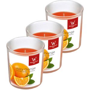 Trend Candles 3x Geurkaarsen sinaasappel in glazen houder 25 branduren -
