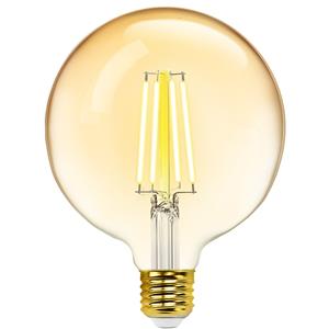 BES LED LED Lamp - Smart LED - Aigi Rixona - Bulb G125 - 6W - E27 Fitting - Slimme LED - Wifi LED + Bluetooth - Aanpasbare Kleur - Amber - Glas