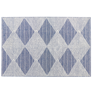 BELIANI Wollen vloerkleed 160 x 230 cm lichtbeige en blauw DATCA