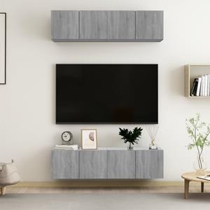 vidaXL TV-Wandschränke 4 Stk. Grau Sonoma 60x30x30 cm Holzwerkstoff 