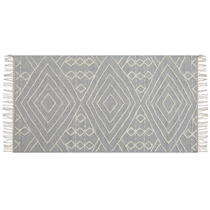 Beliani - Teppich Baumwolle grau mit geometrischem Muster rechteckig 80 x 150 cm Khenifra - Grau