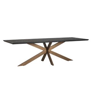 Richmond Interiors Richmond Eettafel Blackbone Eiken en Brass, 260 x 100cm - Zwart