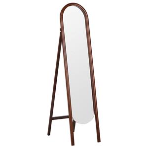 Beliani - Standspiegel mit Rahmen Paulowniaholz dunkelbraun 30 x 150 cm klappbar Chelles - Dunkler Holzfarbton
