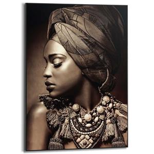 Praxis Schilderij Afrikaanse Vrouw Kleurrijk Slim Frame MDF 50x70cm