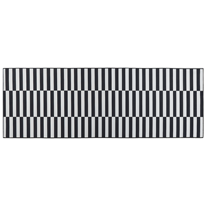 Beliani - Teppich Läufer schwarz / weiß Streifenmuster rutschfest 70x200 cm Modern Pacode - Schwarz
