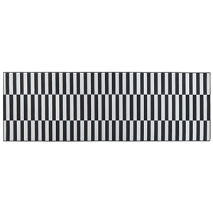 Beliani - Teppich Läufer schwarz / weiß Streifenmuster rutschfest 80x240 cm Modern Pacode - Schwarz