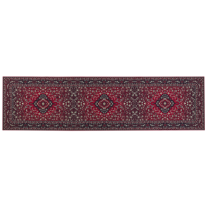 beliani Teppich Läufer rot orientalisches Muster rutschfest 80 x 300 cm Vintage Vadkadam - Rot