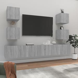 vidaXL 6-tlg. TV-Schrank-Set Grau Sonoma Holzwerkstoff 