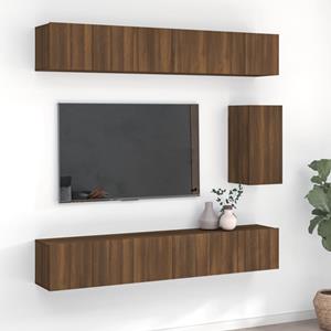 vidaXL 7-tlg. TV-Schrank-Set Braun Eichen-Optik Holzwerkstoff 