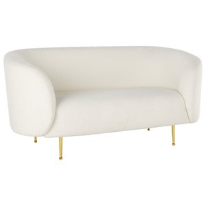 beliani Klassisches Sofa im Art-Déco-Stil mit Armlehnen Metallgestell Bouclé weiß Loen - Weiß