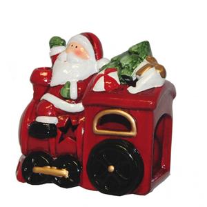 Sandy Kerstdecoratie theelichthouder Kerstman met trein -