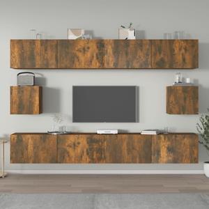 vidaXL 6-tlg. TV-Schrank-Set Räuchereiche Holzwerkstoff 