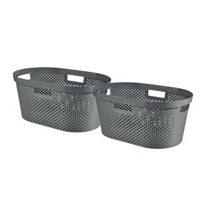 Curver Infinity Recycled Dots Wasmand - 40l - 2 Stuks - Donkergrijs