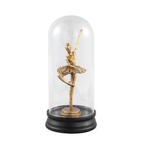 PTMD Ballet Gold poly ballerina statue in bell jar A