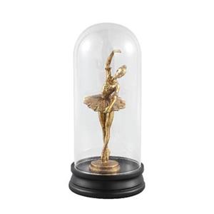 PTMD Ballet Gold poly ballerina statue in bell jar C