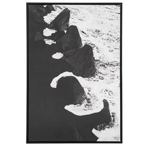 beliani Leinwandbild Schwarz Stoff Canvas MDF-Platte 63x93 cm rechteckig mit Schattenfugenrahmen Meeresmotiv Modern Wohnzimmer Schlafzimmer Büro Flur - Weiß
