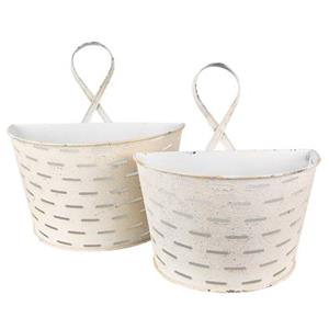 Clayre & Eef Plantenhanger Beige Ijzer Halfrond Hangpot Plantenhouder