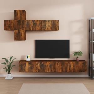 Vidaxl 7-tlg. Tv-schrank-set Räuchereiche Holzwerkstoff