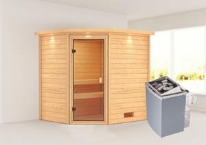 Woodfeeling | Sauna Elea met Dakkraag | Kachel 4,5 kW Geïntegreerde Bediening