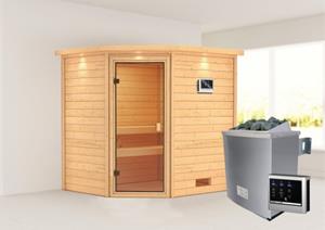Woodfeeling | Sauna Elea met Dakkraag | Kachel 4,5 kW Externe Bediening