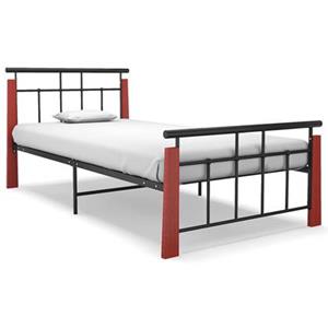 VidaXL Bedframe metaal en massief eikenhout 90x200 cm