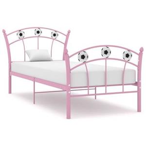 VidaXL Bedframe met voetbaldesign metaal roze 90x200 cm