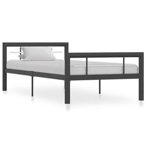 VidaXL Bedframe metaal grijs en wit 100x200 cm