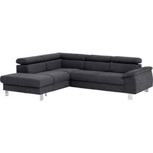 COTTA Polstergarnitur "Komaris", (Set), Set: bestehend aus Ecksofa und Hocker, Ecksofa inklusive Kopfteilverstellung, wahlweise Bettfunktion/Bettkasten, LED/RGB