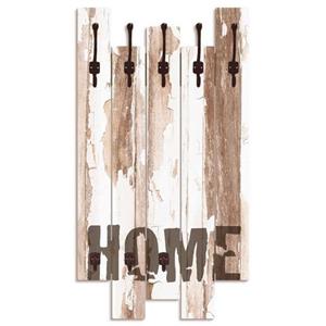 Artland Garderobenleiste "Home", platzsparende Wandgarderobe aus Holz mit 5 Haken, geeignet für kleinen, schmalen Flur, Flurgarderobe
